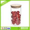 Storage glass jar with wooden lid , sealing bamboo lid daily seal storage glass jars with lid